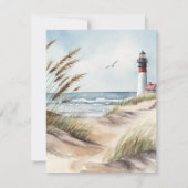 Invitation Aquarelle du phare Montauk Beach Dunes (Dos)
