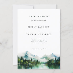 Invitation Aquarelle du pin du lac Mountain Photo Enregistrer