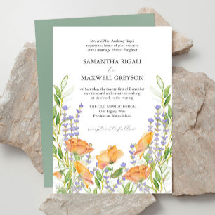 Invitation Aquarelle du thème Mariage Fleur sauvage