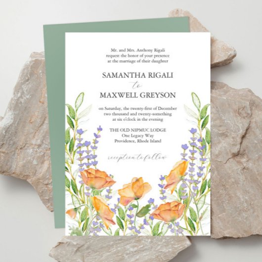 Invitation Aquarelle du thème Mariage Fleur sauvage