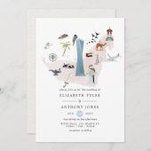 Invitation Aquarelle Dubai UAE Destination Mariage (Devant / Derrière)