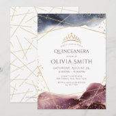 Invitation Aquarelle Dusk Géométrique Moderne Quinceanera (Devant / Derrière)