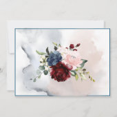 Invitation Aquarelle Dusty Bleu Bourgogne Blush Roses (Dos)