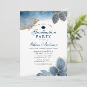 Invitation Aquarelle Dusty Bleu Moderne Graduation Party (Debout devant)