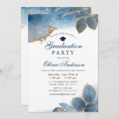 Invitation Aquarelle Dusty Bleu Moderne Graduation Party (Devant / Derrière)