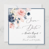 Invitation Aquarelle Dusty Blue Blush Roses (Devant)