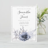 Invitation Aquarelle Dusty Blue Boho Mariage Floral (Debout devant)
