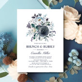 Invitation Aquarelle Dusty Blue Navy Floral Bridal Brunch