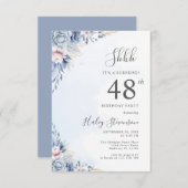 Invitation Aquarelle Dusty Blue Surprise 48e anniversaire (Devant / Derrière)