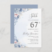 Invitation Aquarelle Dusty Blue Surprise 67e fête d'anniversa (Devant / Derrière)