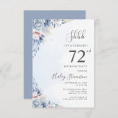 Invitation Aquarelle Dusty Blue Surprise 72e fête d'anniversa (Devant / Derrière)