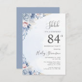 Invitation Aquarelle Dusty Blue Surprise 84e anniversaire (Devant / Derrière)