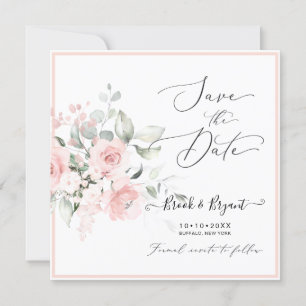 Invitation Aquarelle Dusty Blush Rose Roses Enregistrer la da