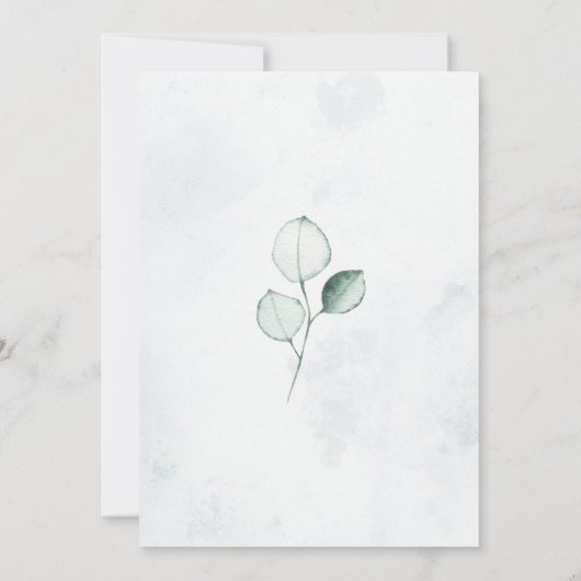 Invitation Aquarelle Dusty Eucalyptus Feuille Mariage frontal (Dos)