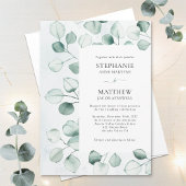 Invitation Aquarelle Dusty Eucalyptus Feuille Mariage frontal