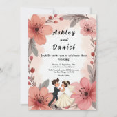Invitation Aquarelle Dusty Floral Bride Et Mariage De Chambre (Devant)