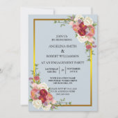Invitation Aquarelle Dusty Gris Or Blush Peach Mariage (Devant)