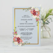 Invitation Aquarelle Dusty Gris Or Blush Peach Mariage (Debout devant)