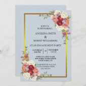 Invitation Aquarelle Dusty Gris Or Blush Peach Mariage (Devant / Derrière)