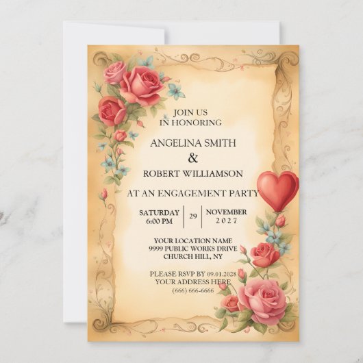 Invitation Aquarelle Dusty Gris Or Blush Peach Mariage (Devant)