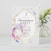 Invitation Aquarelle Dusty Lilac Floral Quinceañera (Debout devant)