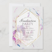 Invitation Aquarelle Dusty Lilac Graduation Florale (Devant)