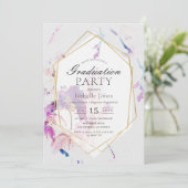 Invitation Aquarelle Dusty Lilac Graduation Florale (Debout devant)