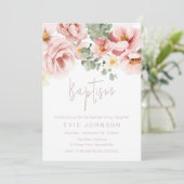 Invitation Aquarelle Dusty Rose Baptême magnifique (Debout devant)
