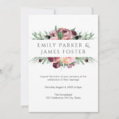 Invitation Aquarelle Dusty Rose Bourgogne Floral Mariage (Devant)