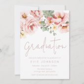 Invitation Aquarelle Dusty Rose Célébration de graduation (Devant)