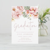 Invitation Aquarelle Dusty Rose Célébration de graduation (Debout devant)