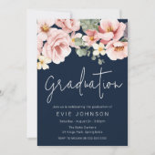 Invitation Aquarelle Dusty Rose Graduation marine (Devant)