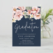 Invitation Aquarelle Dusty Rose Graduation marine (Debout devant)