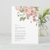 Invitation Aquarelle Dusty Rose rose Mariage (Debout devant)