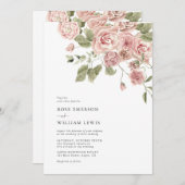 Invitation Aquarelle Dusty Rose rose Mariage (Devant / Derrière)
