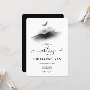Invitation Aquarelle Eagle Mountains Black White Mariage