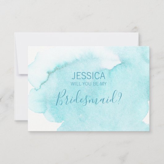 Invitation Aquarelle Eau Bleue Serez-vous ma demoiselle d'hon (Devant)