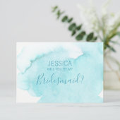 Invitation Aquarelle Eau Bleue Serez-vous ma demoiselle d'hon (Debout devant)