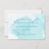 Invitation Aquarelle Eau Bleue Serez-vous ma demoiselle d'hon (Dos)