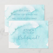 Invitation Aquarelle Eau Bleue Serez-vous ma demoiselle d'hon (Devant / Derrière)