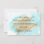 Invitation Aquarelle Eau Bleue Serez-vous ma demoiselle d'hon (Dos)
