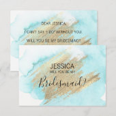 Invitation Aquarelle Eau Bleue Serez-vous ma demoiselle d'hon (Devant / Derrière)