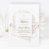 Invitation aquarelle éclaboussures et fleurs n5 | Baptême