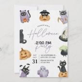 Invitation Aquarelle Éffrayante et douce fête d'Halloween (Devant)