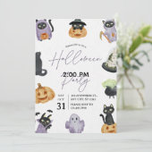 Invitation Aquarelle Éffrayante et douce fête d'Halloween (Debout devant)