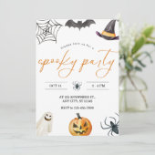 Invitation Aquarelle Éffrayante et douce fête d'Halloween (Debout devant)