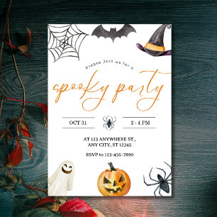 Invitation Aquarelle Éffrayante et douce fête d'Halloween