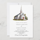 Invitation Aquarelle Eglise Lieu illustration Mariage (Devant)