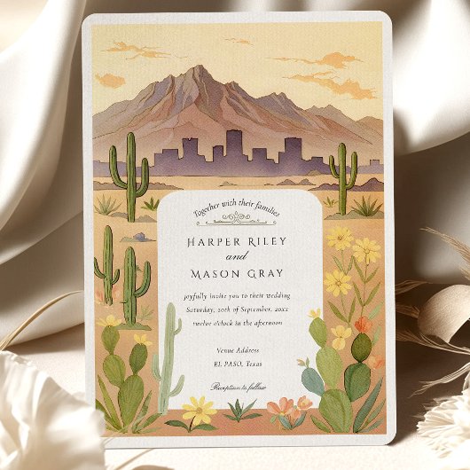 Invitation Aquarelle El Paso Texas Mariage