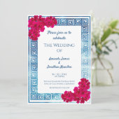 Invitation Aquarelle Elégance Grecienne + Mariage Fleur Rose (Debout devant)